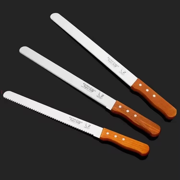 10 Inch Kitchen Long Stainless Steel Bread Knife Serrated Blade Toast Cake Bread Cutting Knife With Wooden Handle