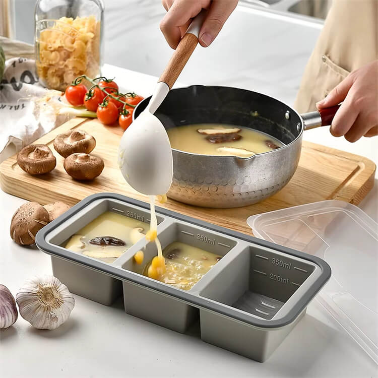 2/3/4 Compartment Eco-Friendly Lunch Box Durable Silicone Bento Portable Food Warmer Plastic Lid 2-3L Capacity Freshness Preservation