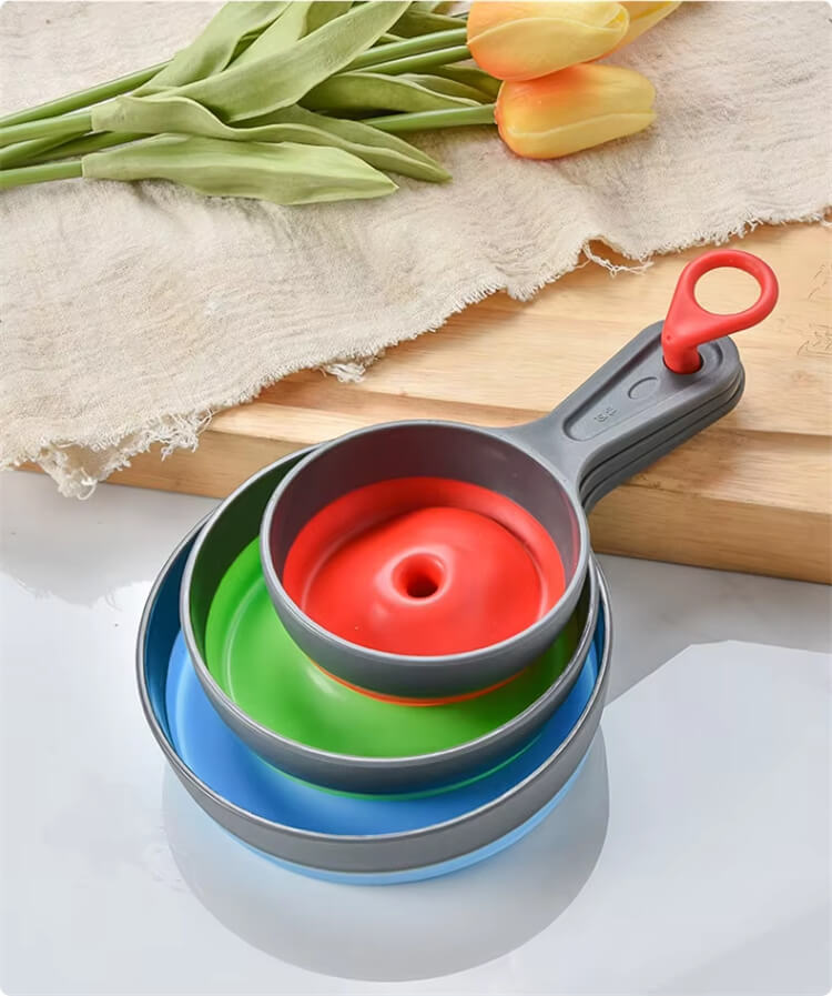 3-Piece Plastic Collapsible Funnel Set Wide Narrow Mouth Space-Saving Kitchen Funnel Set For Transferring Jam Oil Liquids