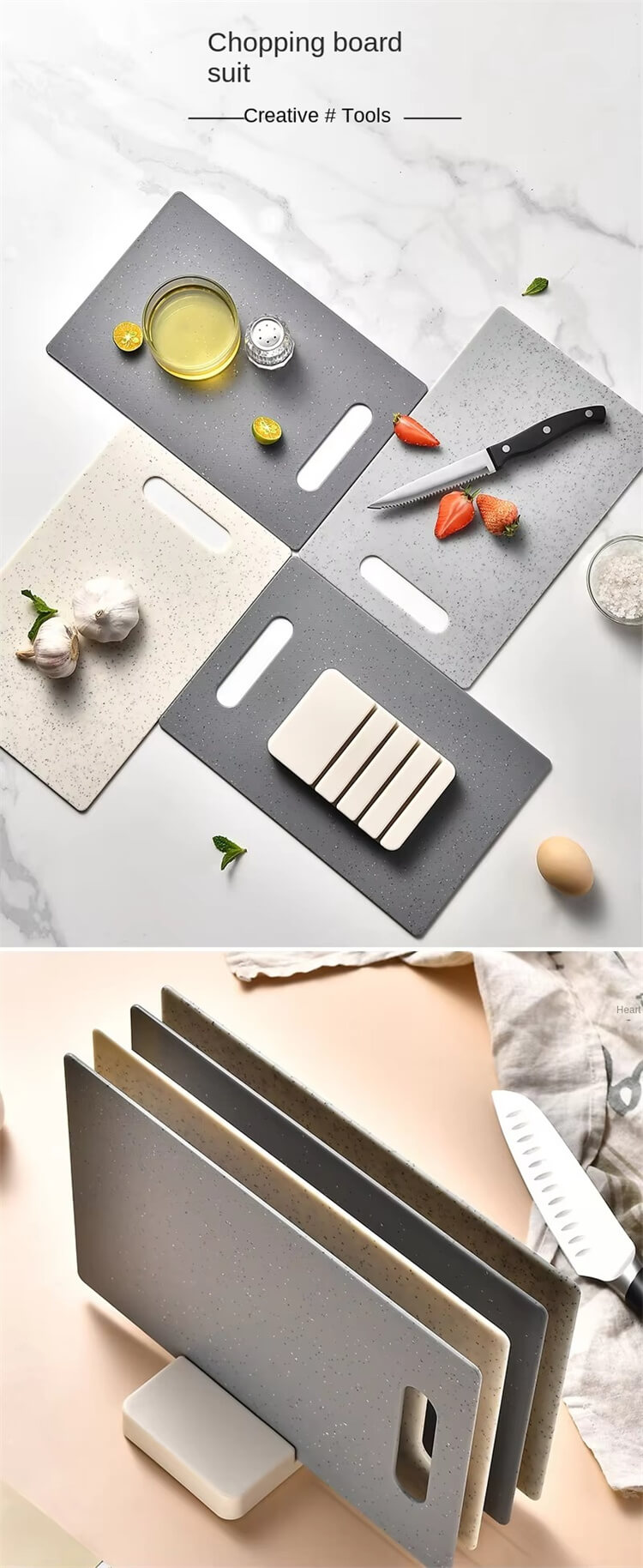 4 Pcs Double Sided Pp Material Plastic Cutting Boards With Organizer Fruit Usage Classification Flexible Cutting Board