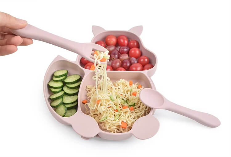 Bpa-Free Divided Silicone Plate Set Microwave Safe…