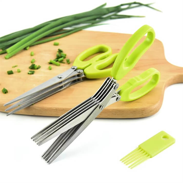 Cooking Tools Multi-Functional Herb Scissor Stainless Steel Kitchen Cutter 3/5 Layers Scallion Herb Cutting Scissors