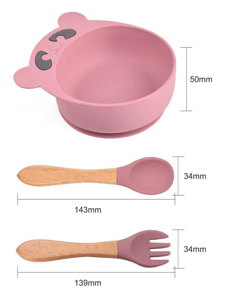 Eco-Friendly Ergonomically Designed Silicone Feeding Set Bpa Free Silicone Weaning Suction Bowl Handle Easy Cleaning For 0-24