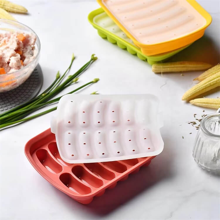Household 12 Cavity Silicone Baking Molds Diy Hot Dog Maker Sausage Cake Food Grade Silicone Cooking Moulds Steamed Sausage Mold