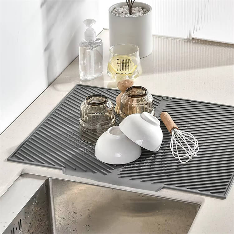 Kitchen Accessories Dish Drying Mat Heat Resistant Dish Rack Mat Silicone Dish Drying Mat Non-Slip Drain Pad