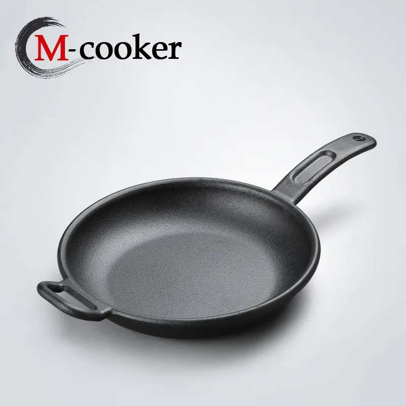Cast iron frying pan skillet with seasoned long handle for wholesale cookware orders