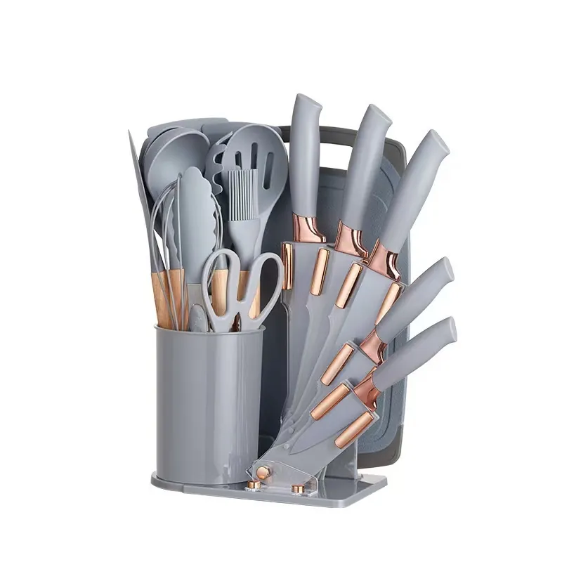 Dishwasher safe silicone kitchen utensils set, typical kitchenware catalogue item
