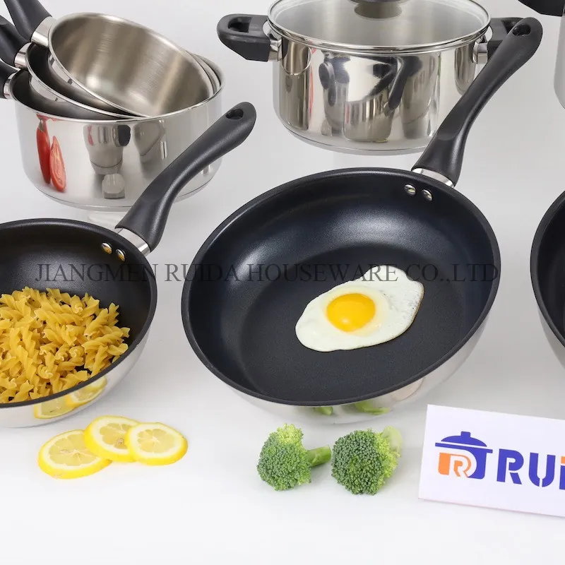 Stainless steel cookware pot set with bakelite handles for wholesale orders