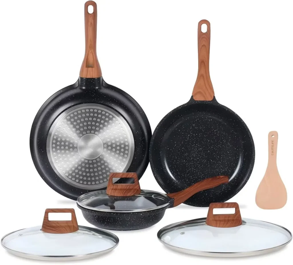 Ceramic non-stick frying pans with lids for wholesale cookware lines