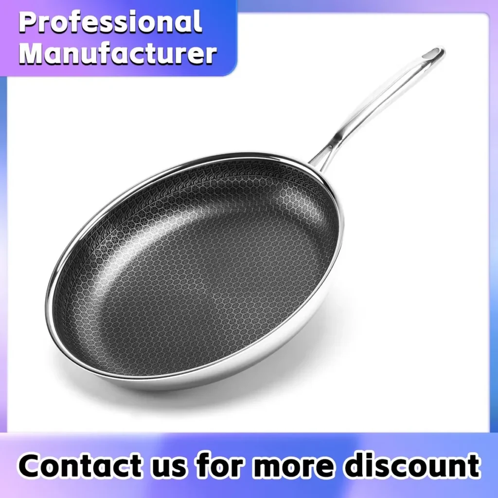 Stainless steel non-stick fry pan with honeycomb coating