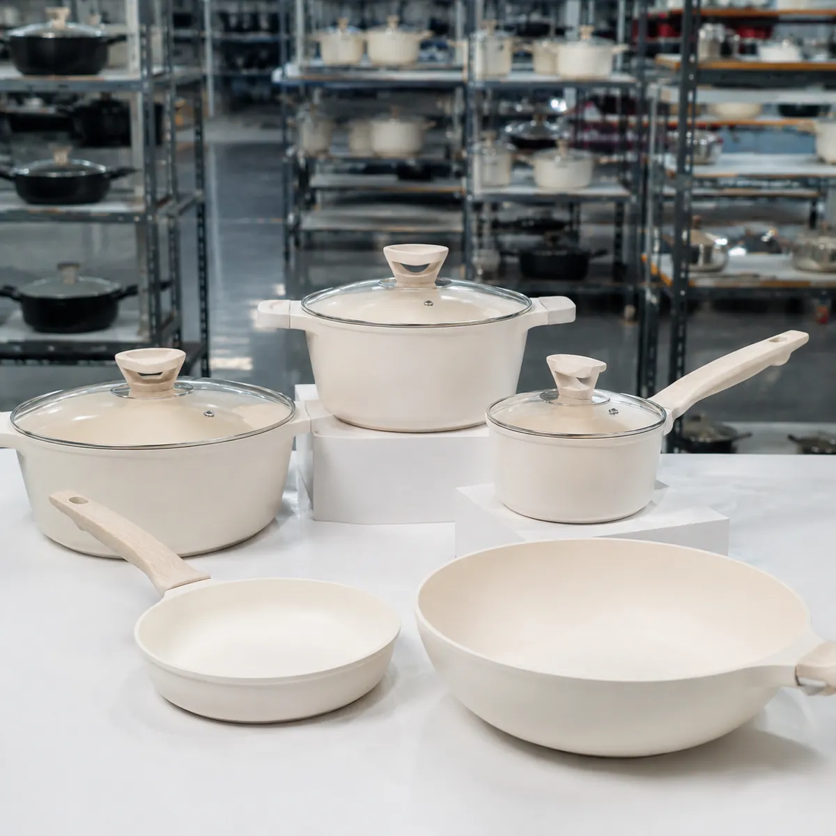 Kitchenware sample set prepared for a wholesale RFQ evaluation
