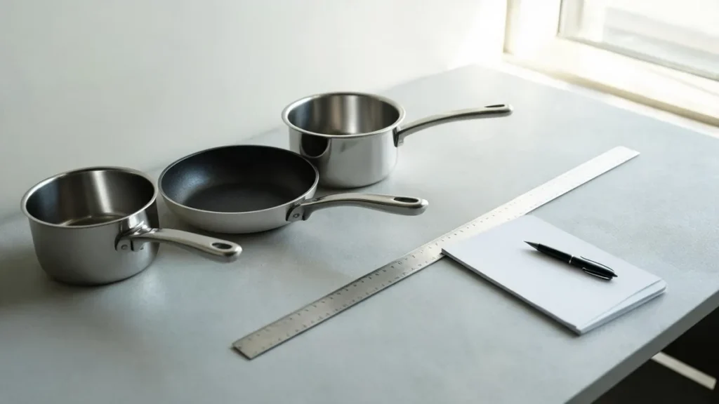 Cookware samples on an inspection table - illustrative