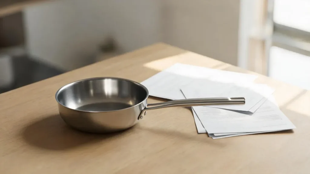 Cookware with material documents - illustrative