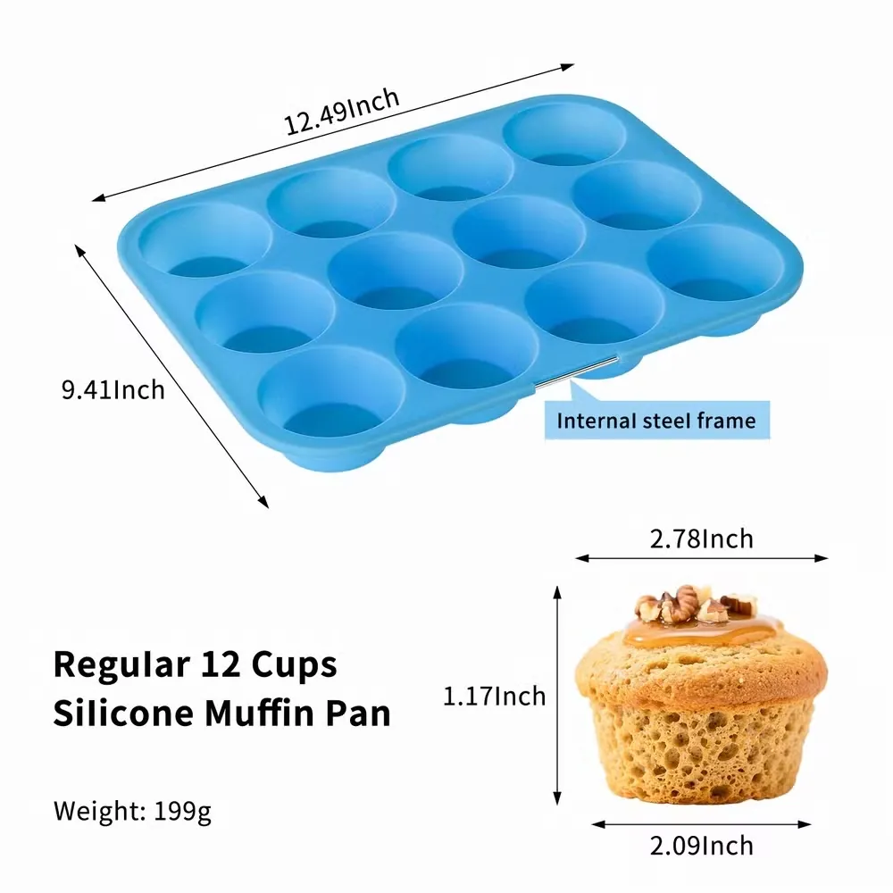 Silicone muffin mold with reinforced steel frame for wholesale baking supplies