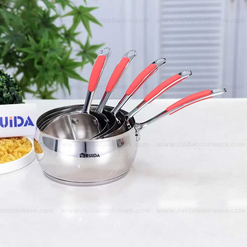6-piece stainless steel cookware set with pots and saucepans for wholesale