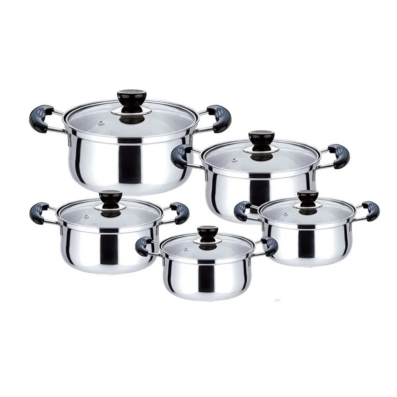 High-quality stainless steel soup pot and frying pan cookware set for wholesale