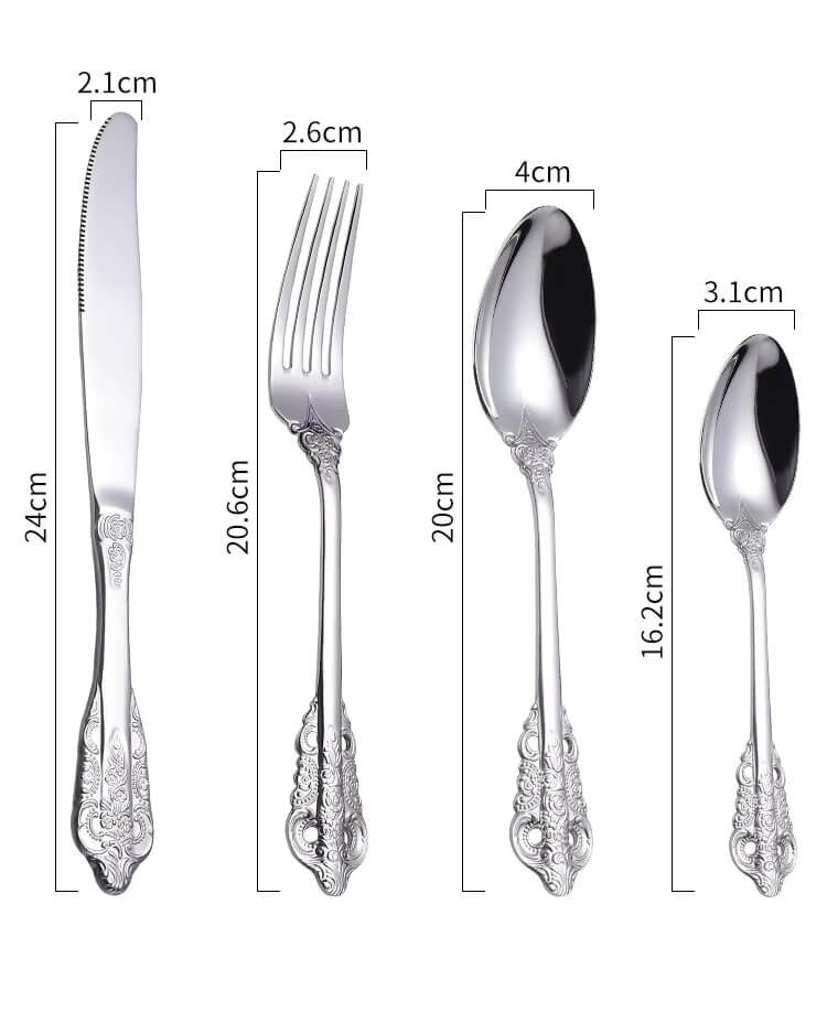 Luxury Eco Friendly Royal Design Stainless Flatware Set Spoon Fork Stainless Steel Kitchen Utensils