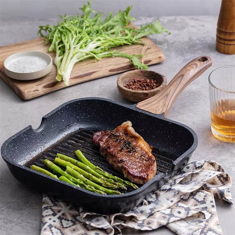 Multi-Functional Aluminum Non-Stick Grill Pan Medical Stone Square Frying Pan For Steak Gas Stove Griddle For Induction Cooktop