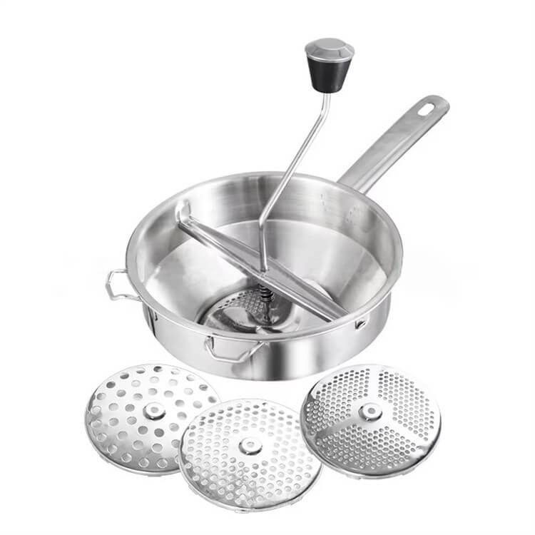 Multi-Purpose Stainless Steel Food Mill Potato Masher Cutter Easy Access Metal Food Mill Kitchen Assistant For Fruit Vegetable
