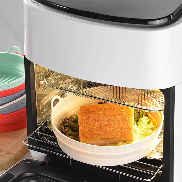 Round And Square Foldable Silicone Air Fryer Liners Basket Food Grade Air Fryer Silicone Liner For Oven Household