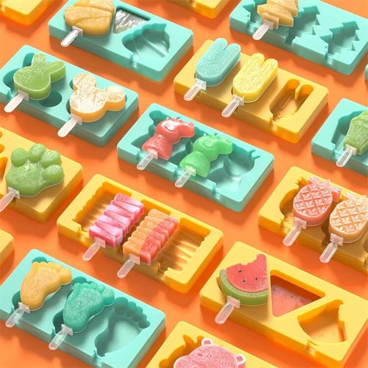 Silicone Ice Cream Cake Pop Mold Carton Animal Bpa Free Cake Popsicle Mold Reusable Easy Release Ice Pop Maker Molds