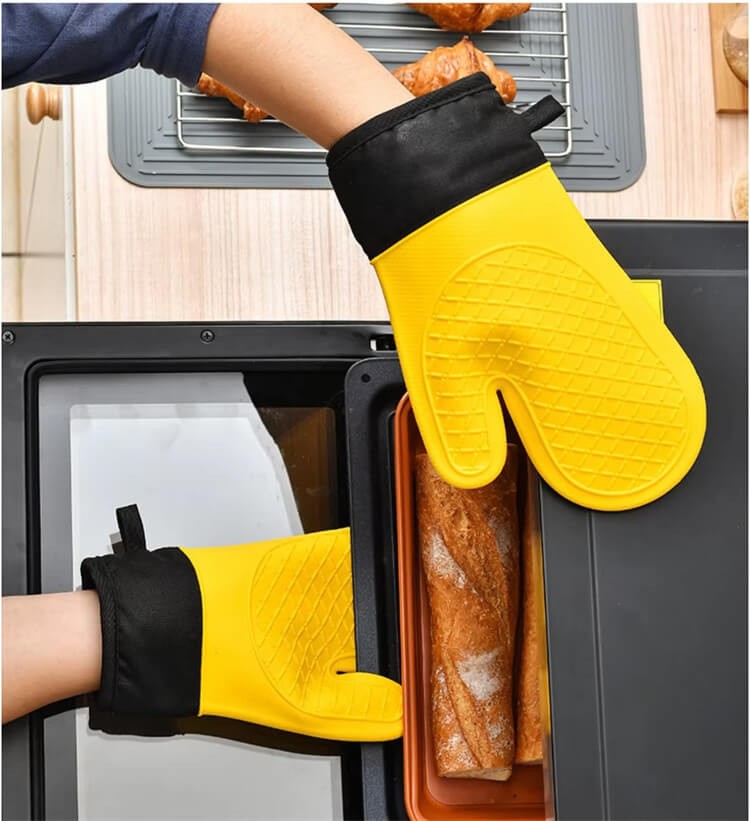Silicone Non Slip Oven Gloves Heat Resistant Cooking Gloves Waterproof Bbq Kitchen Oven Gloves With Fingers