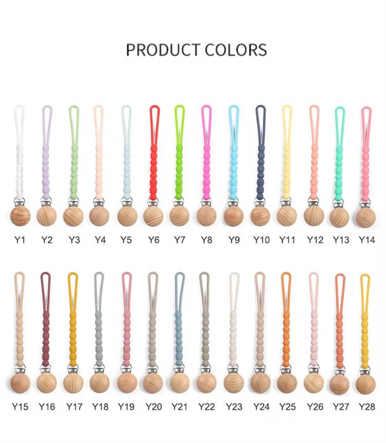 Soft Flexible Baby Pacifier Clip Silicone Teething Dummy Beads Teether Pacifier With Clip For Babies