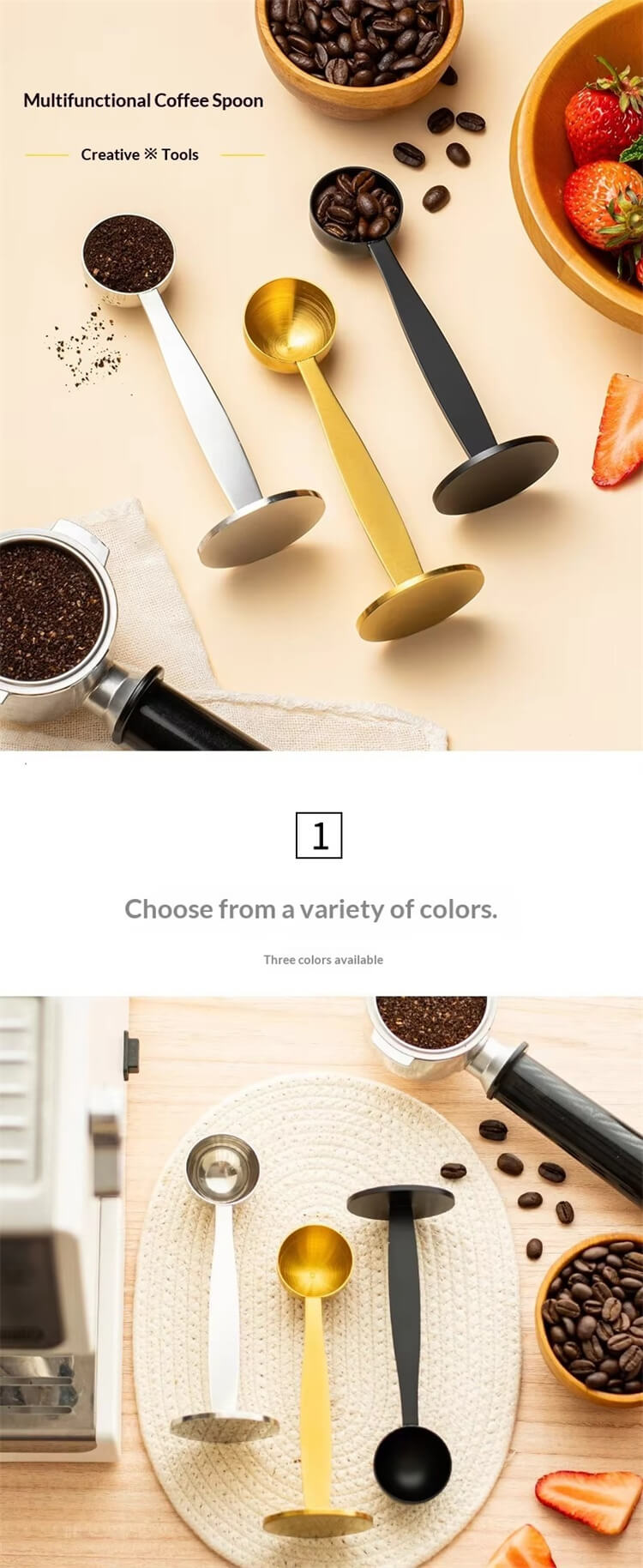 Stainless Steel Coffee Scoop 2-In-1 Dual-Use Espresso Coffee Measuring Spoon For Home & Commercial Use
