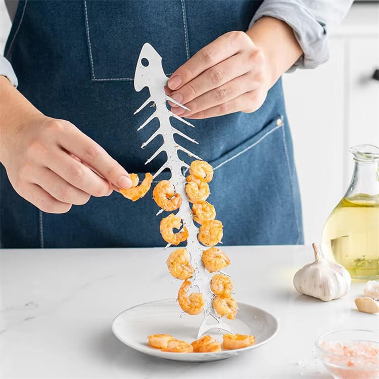 Stainless Steel Long Handle Fishbone Shrimp Skewer…