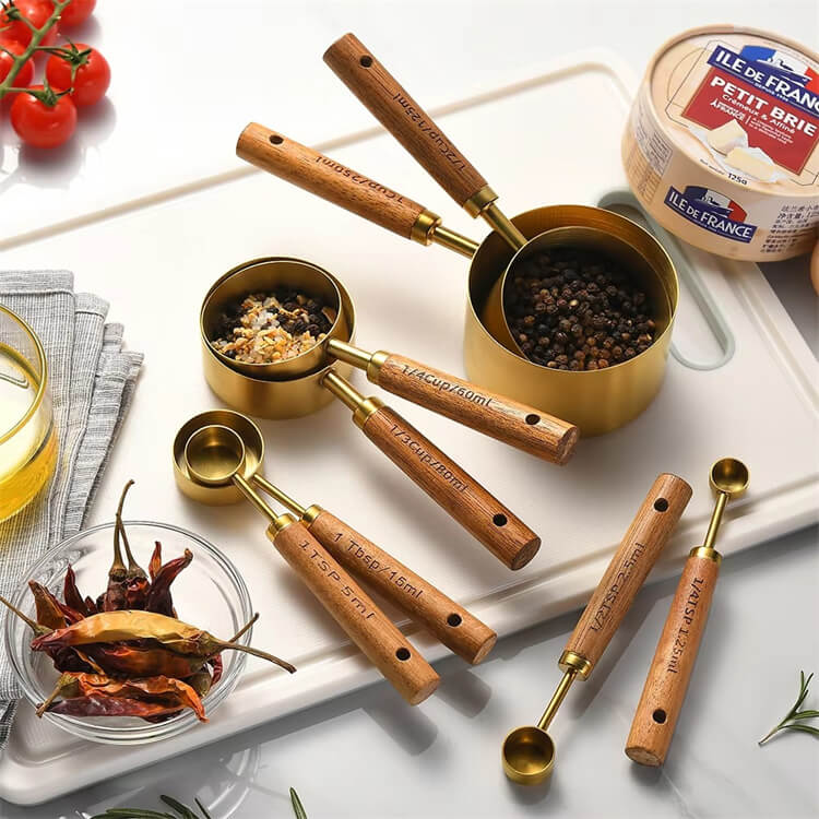 Stainless Steel Measuring Spoons Set With Wood Han…