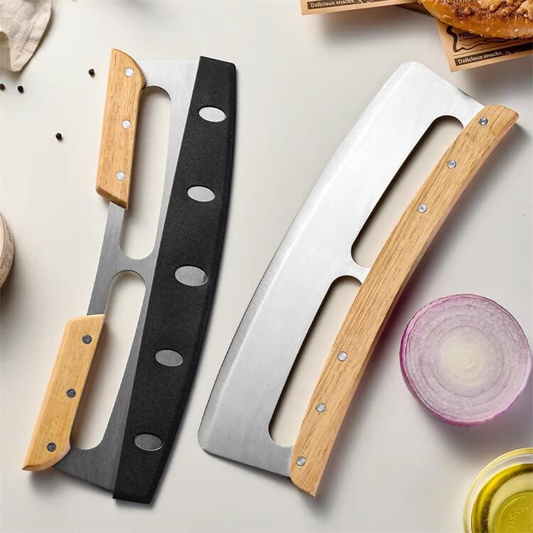Stainless Steel Pizza Cutter With Double Wooden Ha…