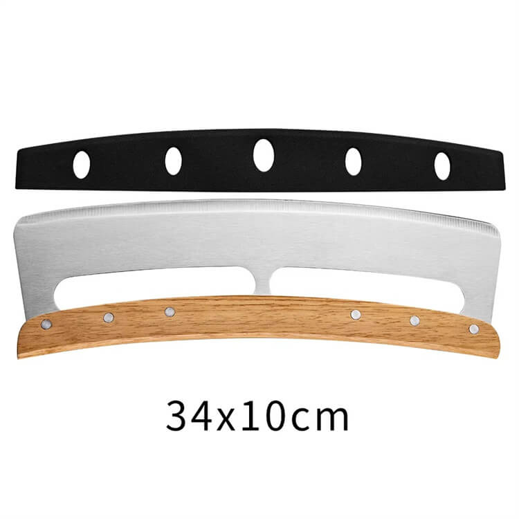 Stainless Steel Pizza Cutter With Double Wooden Handle Large Pizza Slicer Chopper Stainless Steel Blade Pizza Knife