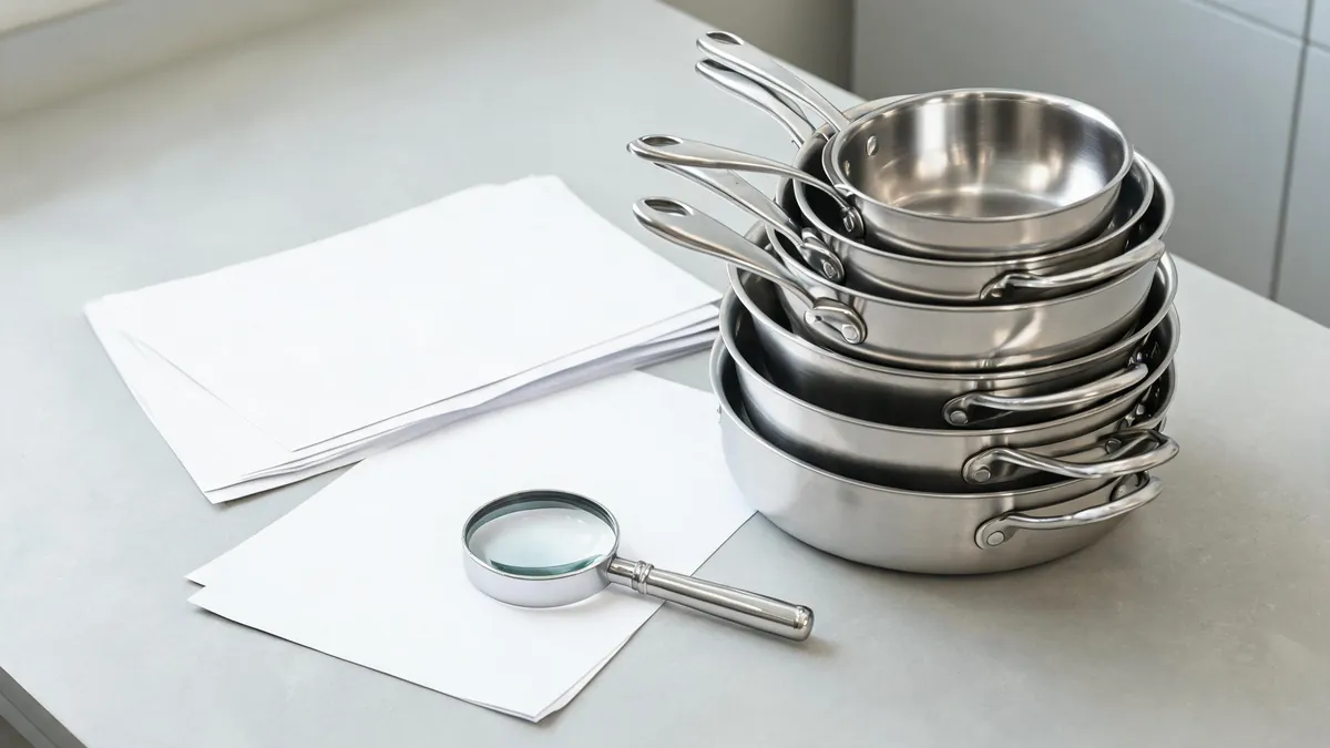 Material documents with cookware pans - illustrative